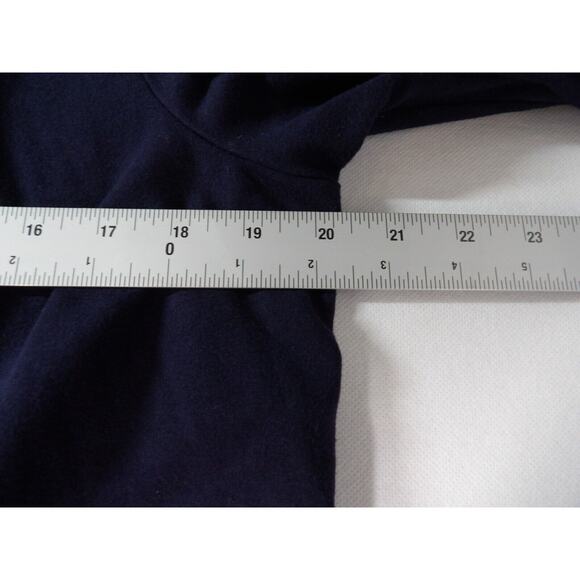 T Talbots Medium Cardigan Sweater Pima Cotton Open Style Pockets Navy Blue Basic - Picture 8 of 16